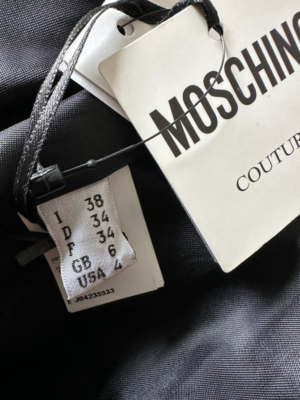 New Moschino Couture Strapless Measuring Tape Mini Dress Black Bow US 4 IT 38 - Picture 8 of 16